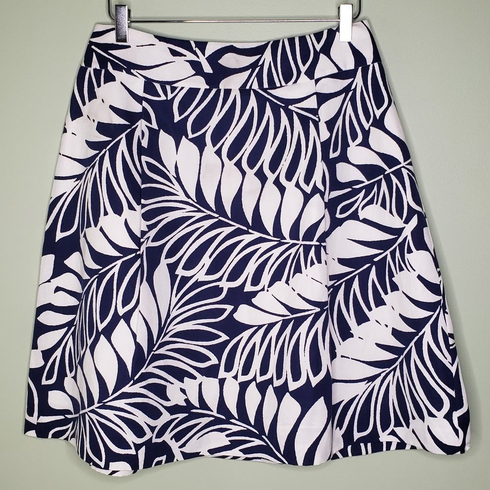 KATE SPADE Blue White Palms Print Skirt The Rules